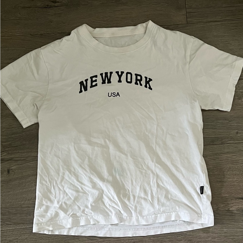 Love Baby White New York USA Graphic T-Shirt Size youth med M medium 12 NYC EUC‍